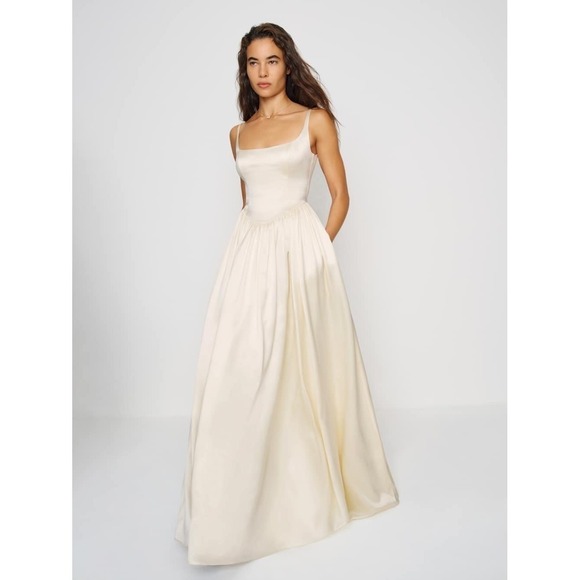 Reformation Dresses & Skirts - Reformation Liz Silk Dress Ivory Wedding Gown Brand New